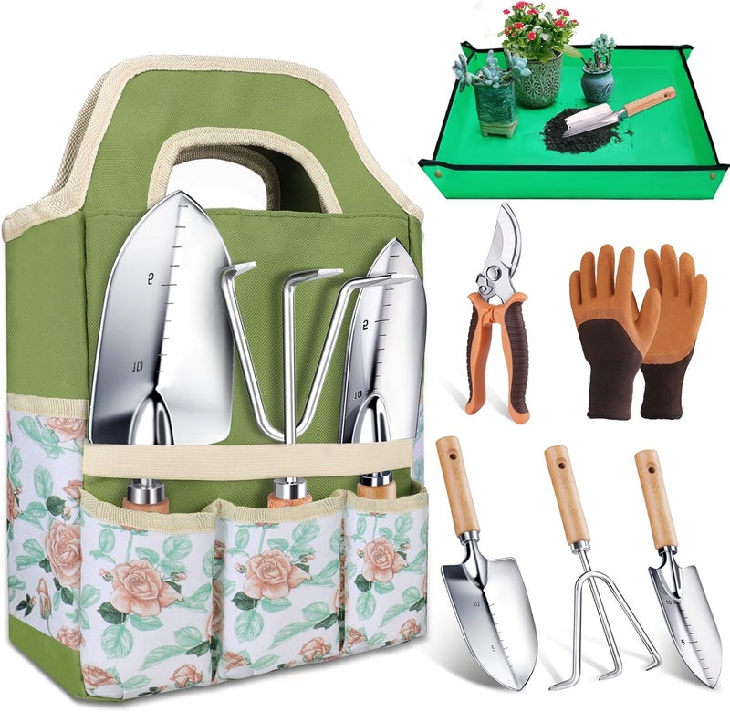 Kynup Garden Tools, 7 Piece Gardening Gift for Women, Gardening Tool Kit, Gardening Hand Tools Set, Gardening Supplies, Essentials, Garden Stuff, Thickened Stainless Steel, Rust-Proof - Image 1